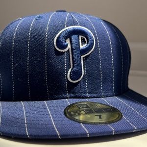 New Era 59Fifty MLB Philadelphia Phillies Blue Pinstripe Fitted Baseball Hat